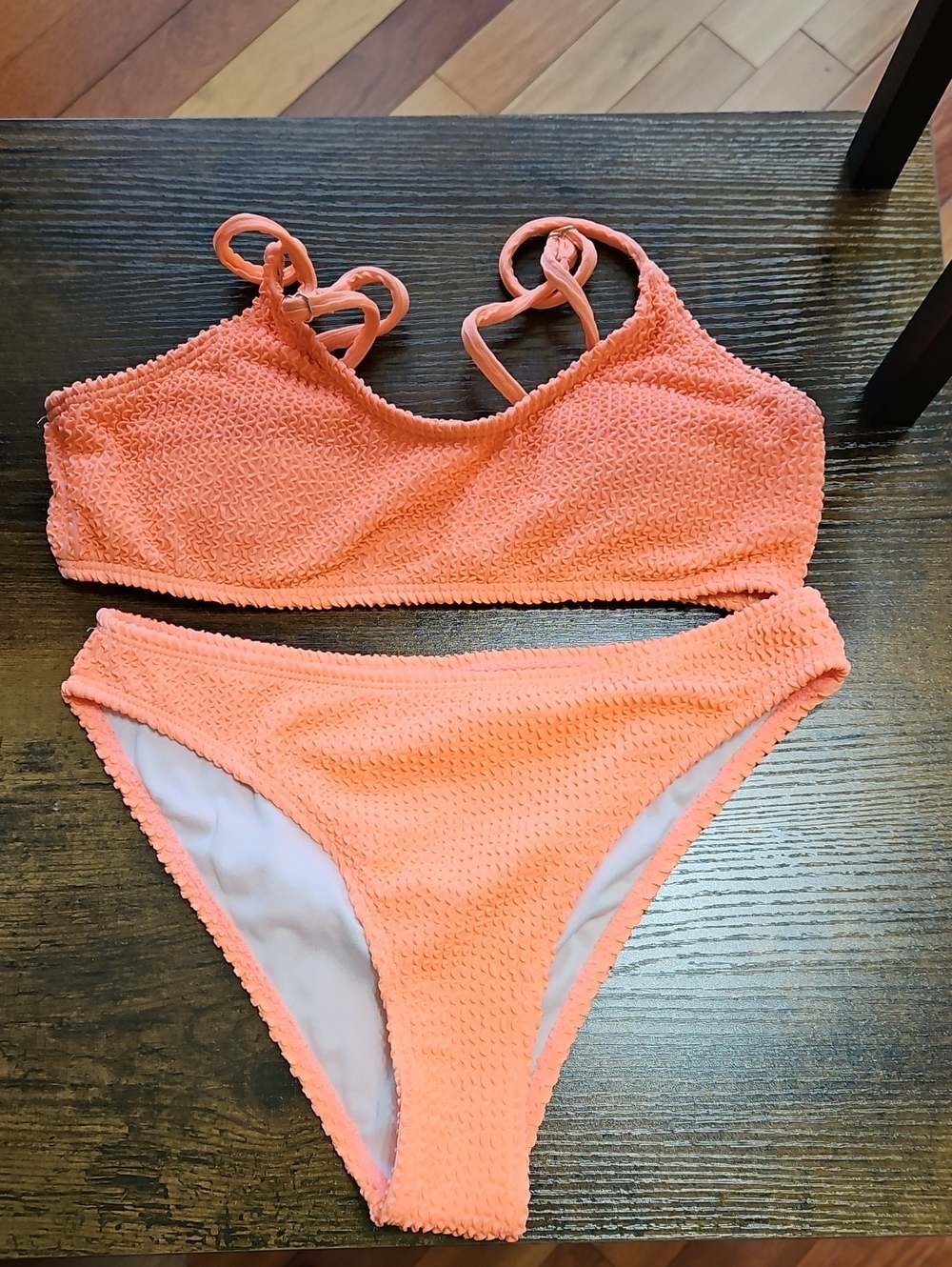 Textured Peach Bikini Set - Two Piece Swimwear